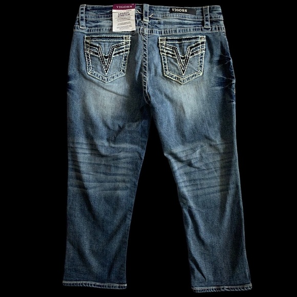 NEW Women’s Vigoss Cropped Dark Denim Jeans sz 10 - Picture 3 of 8
